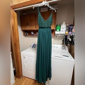 Long green dress size large Open back